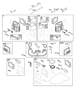 Cylinder Head Group Diagram and Parts List for 40U777-0010-G1 400000 - 699999 Briggs and Stratton Engine